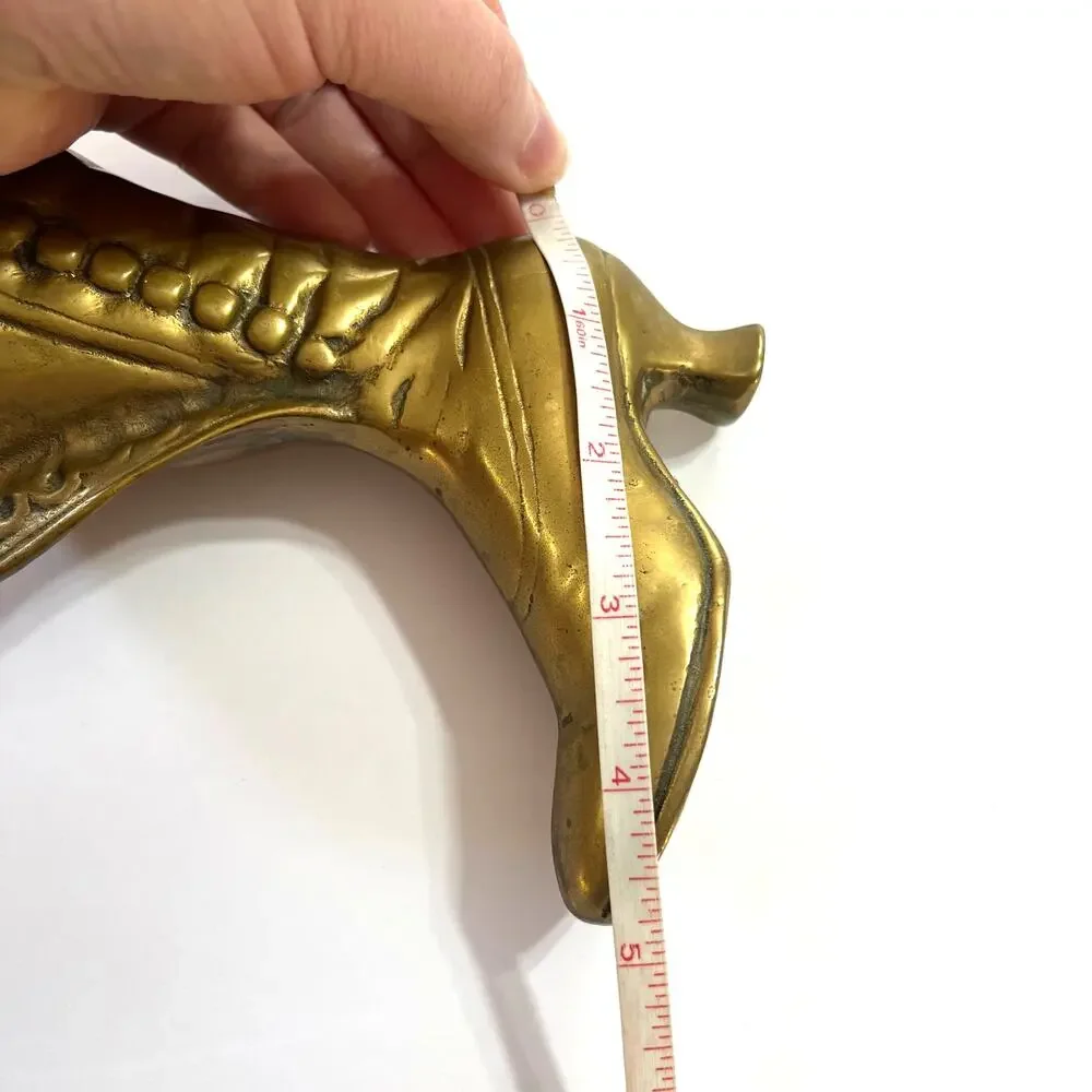 Vintage Brass Victorian Boot Figurine Collectible Decorative Vase Planter MCM